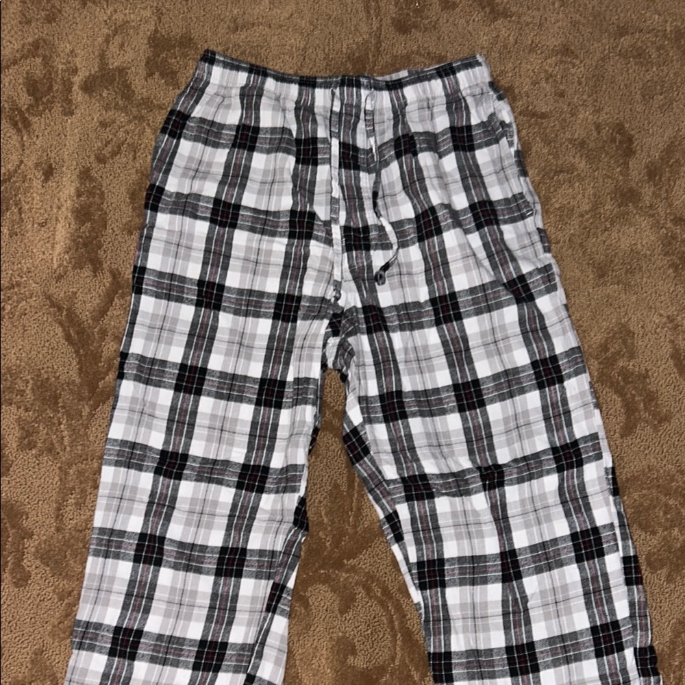 Nautica Men's Black and White Plaid Joggers